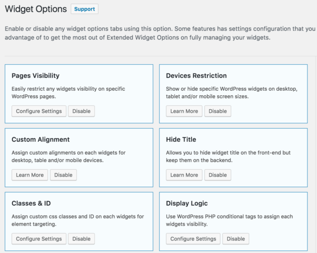 Widget Options Plugin